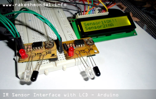 Single and Dual Infrared sensor interface with (LCD) Liquid crystal display on Arduino Uno R3 development board