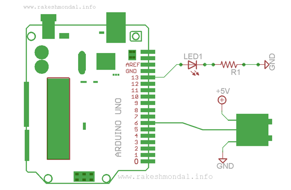 Single IR Sensor Interface schematic on eagle PCB for Arduino Uno