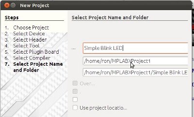 Project name for PIC18F4550 Blink led with mplabX ide and XC8 Compiler