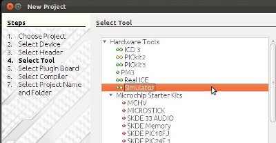 Mplab X xc8 Simulator select Tool