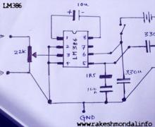 LM386 IC Audio sound Amplifier home made schematic and circuit diagram